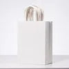 RACETOP 100 Pack White Kraft Paper Bags 5.8x3.2x8.25 Inch 150*80*210mm Small Gift Bags Handles Bulk Retail Shopping Bag