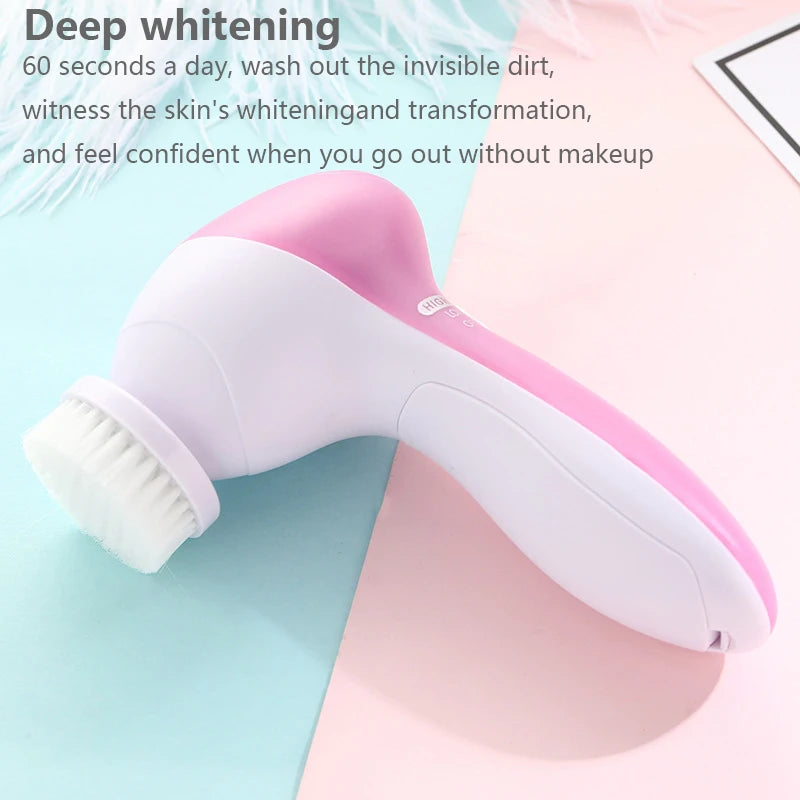 5 IN 1 Face Cleansing Brush Wash Machine Spa Skin Care Massager Blackhead Cleaning Electric Facial Cleaner Facial Cleanser Tool
