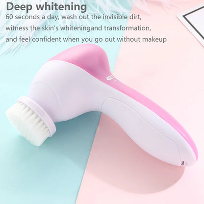5 IN 1 Face Cleansing Brush Wash Machine Spa Skin Care Massager Blackhead Cleaning Electric Facial Cleaner Facial Cleanser Tool