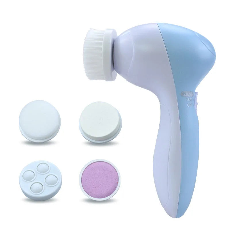 5 IN 1 Face Cleansing Brush Wash Machine Spa Skin Care Massager Blackhead Cleaning Electric Facial Cleaner Facial Cleanser Tool